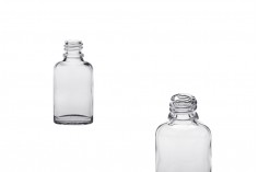 Staklena ovalna providna bočica za etarska ulja 20mL, sa grlom PP18