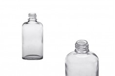 Staklena ovalna providna bočica za etarska ulja 50mL, sa grlom PP18