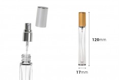 Staklena četvrtasta bočica 10mL za parfem sa sprejom i zatvaračem u dve boje