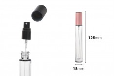 Staklena providna cilindrična bočica 10mL za parfem sa sprejom i zatvaračem u dve boje