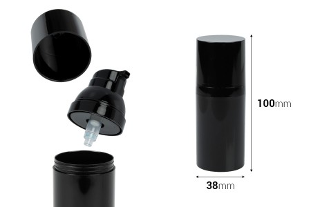 Airless crna plastična bočica 30mL za kreme - 12 kom-dimenzije_slike