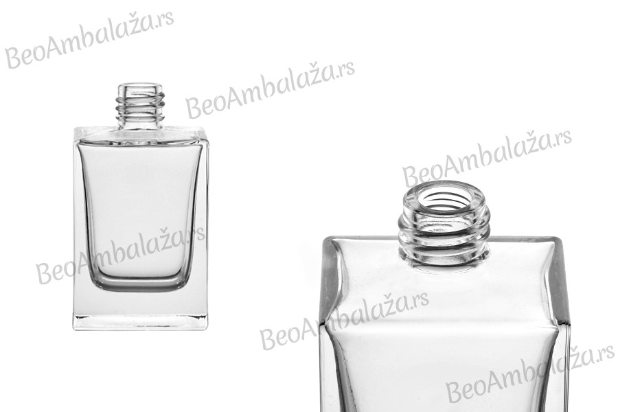 Staklena providna četvrtasta bočica 50mL, za parfem (PP18) 