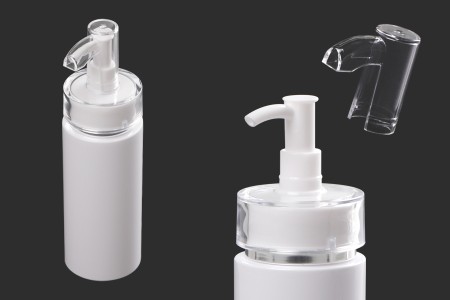 Plastična bela bočica 120mL (PP24) sa pumpicom i zatvaračem, za kremu-slika_proizvoda