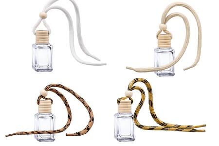 Bočica za osveživač automobila 4mL, kockasta sa drvenim zatvaračem i zakačkom - 25 kom-grupa_slika