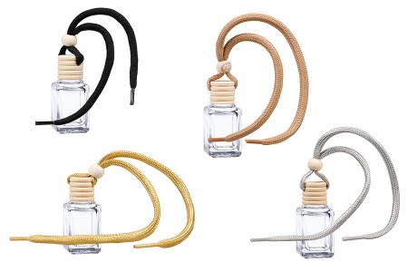 Bočica za osveživač automobila 4mL, kockasta sa drvenim zatvaračem i zakačkom - 25 kom-grupa_slika