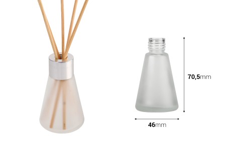 Staklena bočica od peskiranog stakla 30mL konusnog oblika, pogodna za osveživač prostora-dimenzije_slike