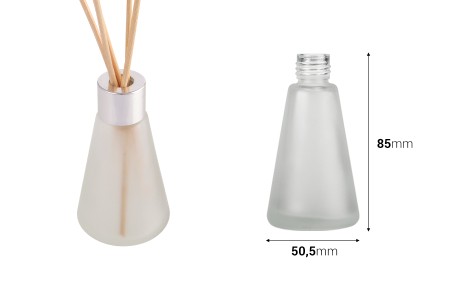 Staklena bočica od peskiranog stakla 50mL konusnog oblika, pogodna za osveživač prostora-dimenzije_slike
