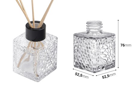 Staklena četvrtasta bočica 100mL (PP 28) sa reljefom, za osveživač prostora-2