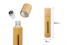 Staklena roll on flašica 10mL sa metalnom kuglicom i oblogom od bambusa - 6 kom
