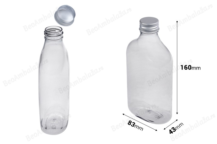 Providna plastična (PET) flaša 350 mL sa aluminijumskim zatvaračem - 6 kom-dimenzije_slike