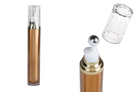 Akrilna bočica 20mL za kozmetičku upotrebu u braon boji, sa roll-on pumpicom i zatvaračem-slika_proizvoda