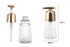 Plastična PET bočica 200mL, providna sa mat zlatnom pumpicom