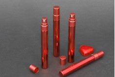 Crvena staklena bočica 10mL za parfem sa aluminijumskom oblogom - 6 kom