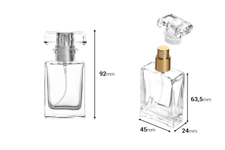 Bočica za parfeme staklena 30mL providna sa sprejom i poklopcem-dimenzije_slike