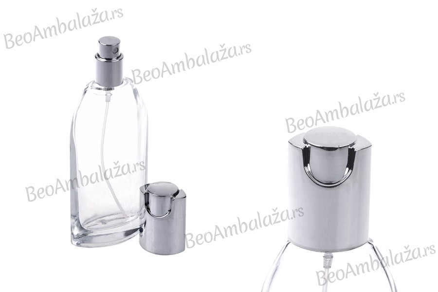 Staklena flašica 45mL sa aluminijumskim srebrnim sprejom i zatvaračem Staklena flašica 45mL sa aluminijumskim srebrnim sprejom i zatvaračem