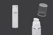 Airless bela plastična bočica 30 ml za kreme sa srebrnom štraftom i providnim poklopcem