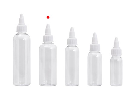 Flašica PET 100mL providna sa belim twist up zatvaračem "unicorn" za elektronske cigarete - 50 kom-grupa_slika