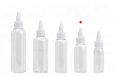 Flašica PET 50mL providna sa belim twist up zatvaračem "unicorn" za elektronske cigarete - 50 kom