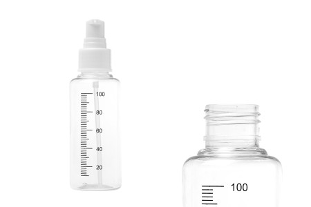 Plastična flašica 100mL za kreme sa mernim oznakama, pumpicom i zatvaračem -  24 kom-2