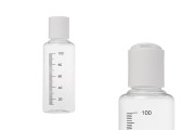 Providna plastična flašica 100mL sa mernim oznakama i belim disk top zatvaračem - 12 kom