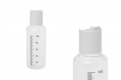 Providna plastična flašica 100mL sa mernim oznakama i belim disk top zatvaračem - 12 kom