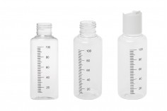 Providna plastična flašica 100mL sa mernim oznakama i belim disk top zatvaračem - 12 kom