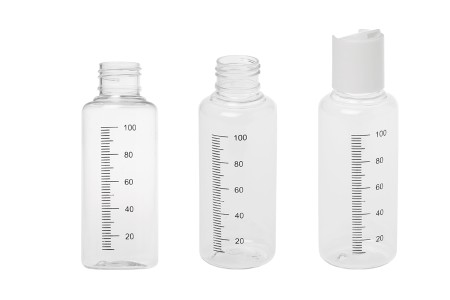 Providna plastična flašica 100mL sa mernim oznakama i belim disk top zatvaračem - 12 kom-3