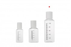 Providna plastična flašica 100mL sa mernim oznakama i belim disk top zatvaračem - 12 kom