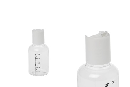 Plastična flašica 50mL sa mernim oznakama i belim disk-top zatvaračem - 24 kom-2