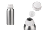 Aluminijumska boca 500mL za čuvanje esencija, parfema i alkoholnih rastvora sa čepom i plastičnim belim zaštitnim poklopcem