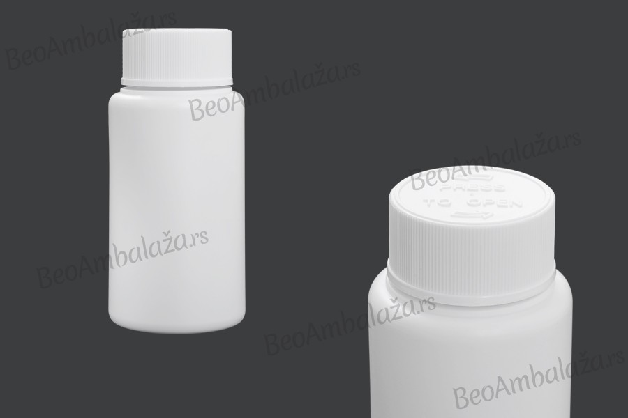 Plastična bela bočica 80mL za farmaceutske preparate - 12 kom