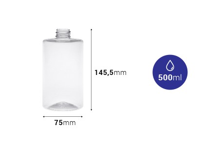 Providna cilindrična plastična flaša 500mL (28/410) - 10 kom-dimenzije_slike
