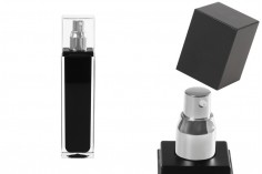 Luksuzna crna bočica 100mL za kreme sa srebrnom pumpicom i zatvaračem u 2 boje
