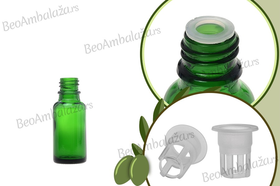 Staklena zelena bočica 20mL za ulje
