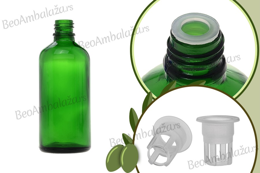 Staklena zelena bočica 100mL za ulje