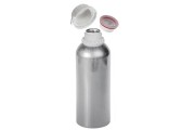 Srebrna aluminijumska boca 1000 ml za  parfeme i alkoholne rastvore sa plastičnim čepom i sigurnosnim zatvaračem