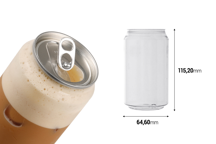 Providna (PET) plastična limenka 330mL (niska) sa aluminijumskim poklopcem (nepohodna upotreba mašine za zatvaranje) - 200 kom