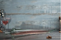 Ručno izrađena flaša u obliku ribe od duvanog stakla 66 cm sa pampurom