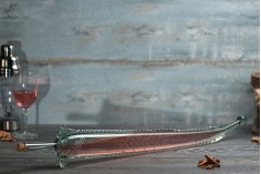 Ručno izrađena flaša u obliku ribe od duvanog stakla 70 cm sa pampurom