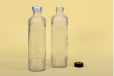 Staklena providna flaša 330mL sa reljefastim detaljima 