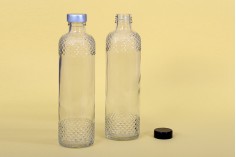 Staklena providna flaša 330mL sa reljefastim detaljima 