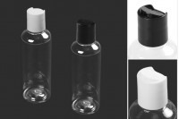 PET providna flašica 100 ml sa belim ili crnim disk top zatvaračem - 12 kom