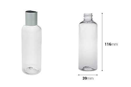 Plastična providna boca 100mL, PP20 - 12 kom-dimenzije_slike