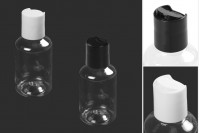 PET providna flašica 50 ml sa belim ili crnim disk top zatvaračem - 12 kom