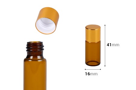 Braon bočica 5mL sa zlatnim aluminijumskim zatvaračem - 12 kom-dimenzije_slike