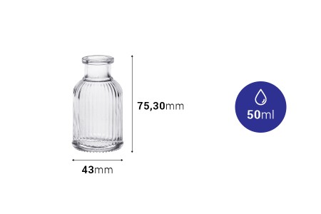 Staklena flašica 50mL sa brazdama i plutanim čepom-grupa_slika