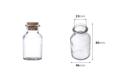 Farmaceutska staklena bočica 60mL, sa plutanim čepom - 18 kom-dimenzije_slike
