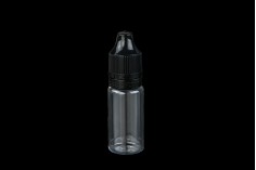 Plastična providna flašica 10mL sa crnim plastičnim zatvaračem CRC i plastičnom kapalicom, za elektronske cigarete - 50 kom