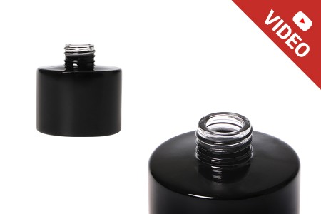 Staklena crna cilindrična bočica 100mL PP 28-1