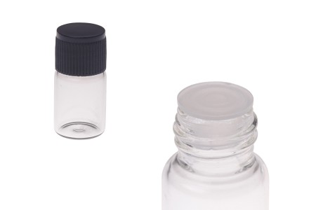 Mini staklena bočica 2mL, sa plastičnom zaptivkom i crnim zatvaračem-slika_proizvoda